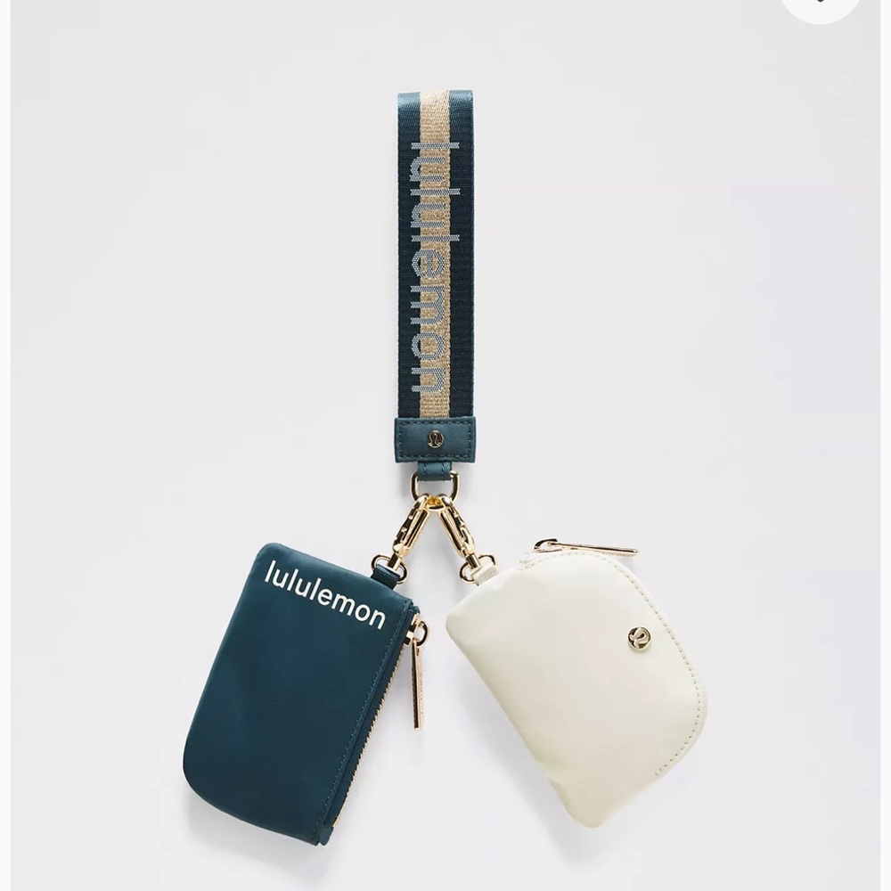 LULULEMON | Dual Pouch Wristlet in Warp Teal/Gold/Bone